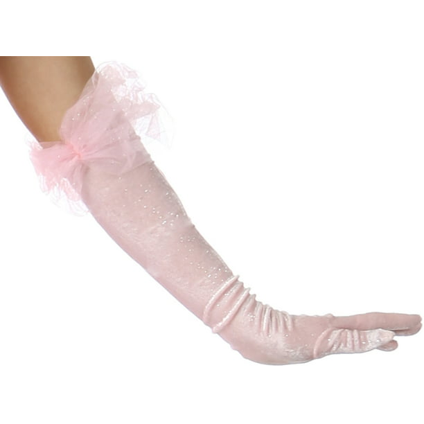 Pretend Play Little Girls Pink or White Long Gloves Princess Gloves Dress-Up 
